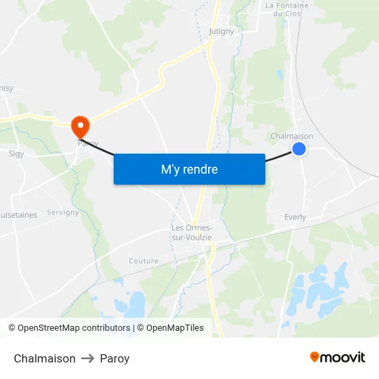 Chalmaison to Paroy map