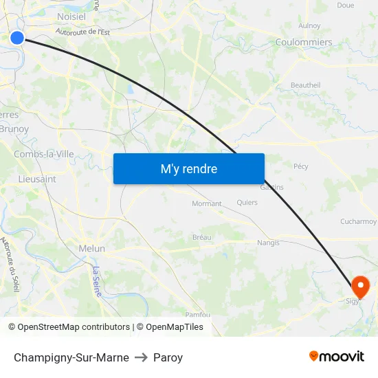 Champigny-Sur-Marne to Paroy map