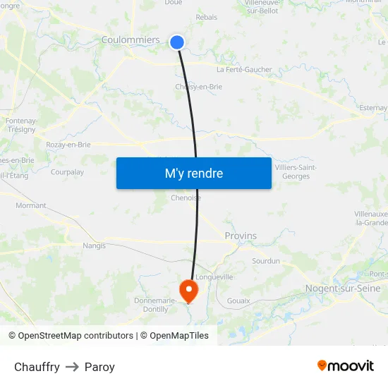 Chauffry to Paroy map