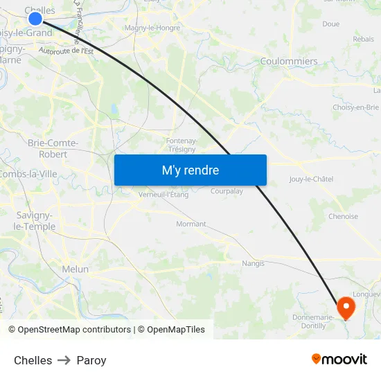 Chelles to Paroy map