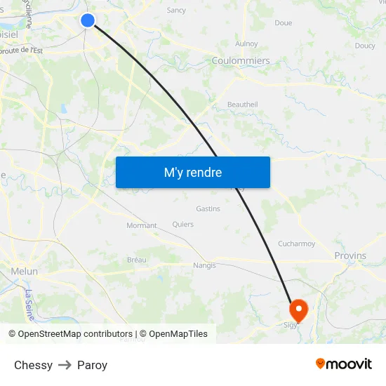 Chessy to Paroy map