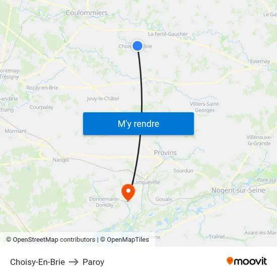 Choisy-En-Brie to Paroy map
