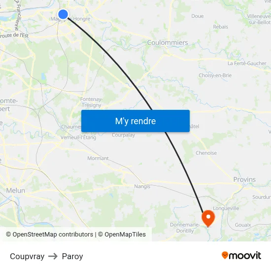 Coupvray to Paroy map