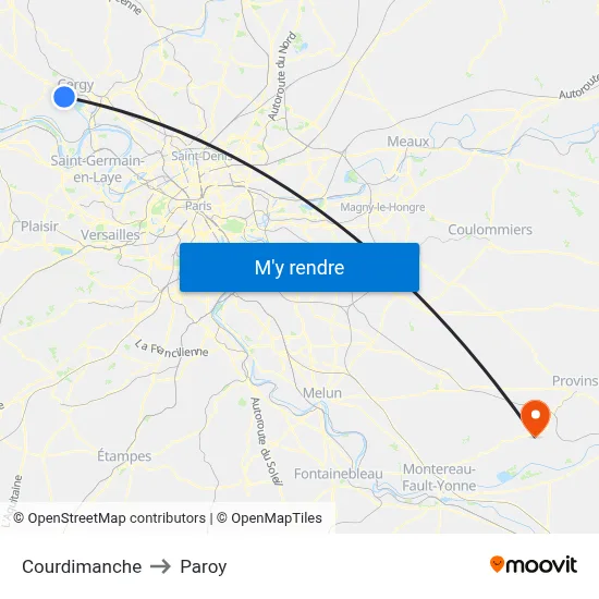 Courdimanche to Paroy map
