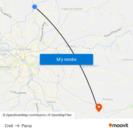 Creil to Paroy map