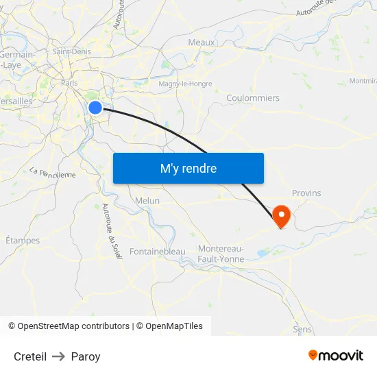 Creteil to Paroy map