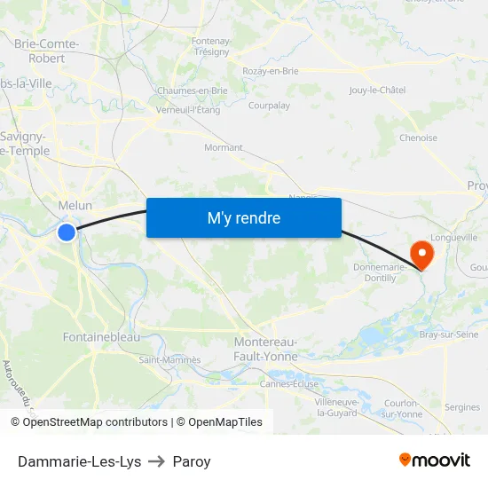 Dammarie-Les-Lys to Paroy map