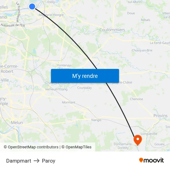 Dampmart to Paroy map