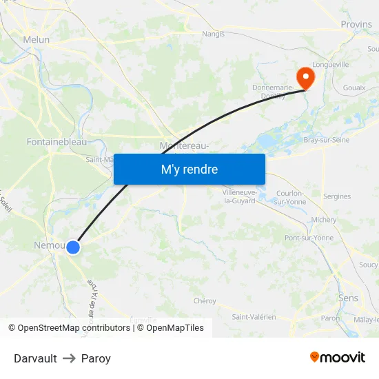 Darvault to Paroy map