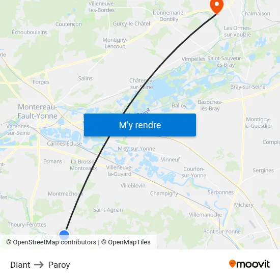 Diant to Paroy map