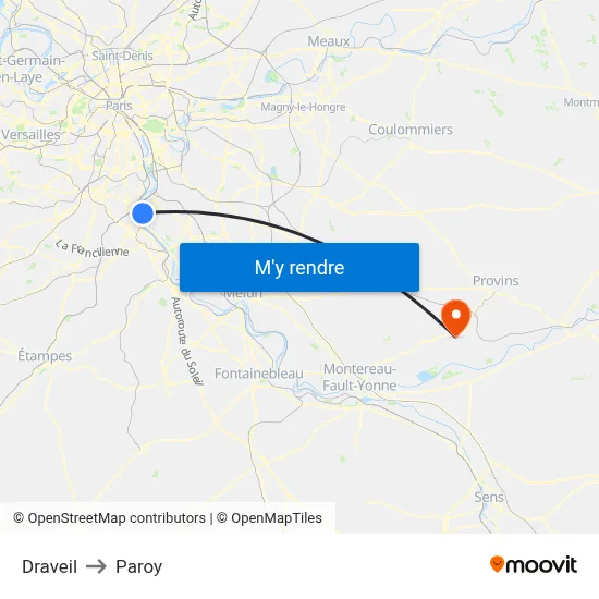 Draveil to Paroy map