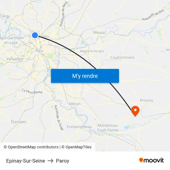 Epinay-Sur-Seine to Paroy map