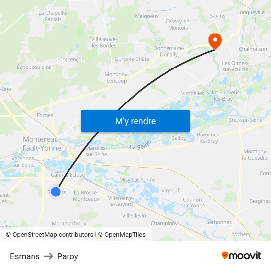 Esmans to Paroy map
