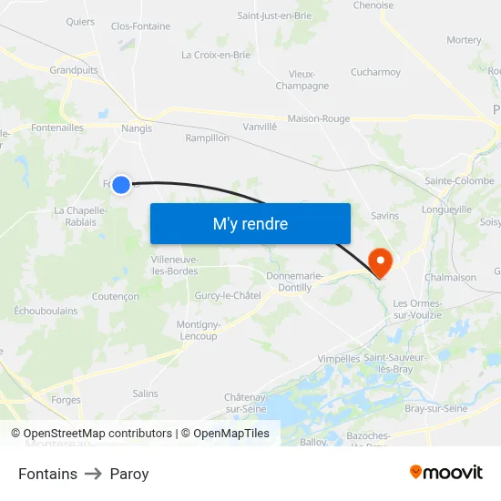 Fontains to Paroy map