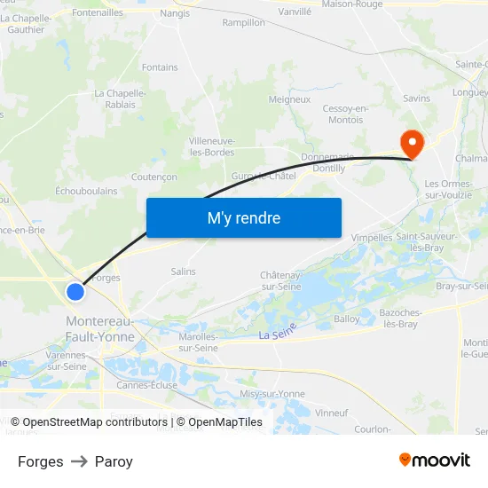 Forges to Paroy map