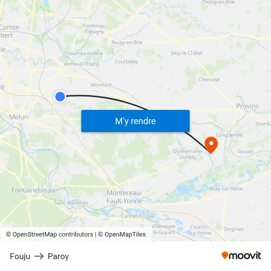 Fouju to Paroy map