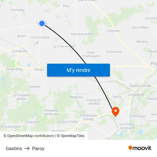 Gastins to Paroy map