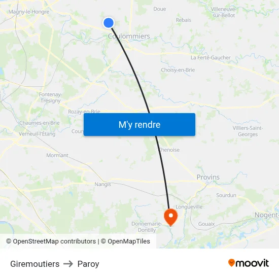 Giremoutiers to Paroy map