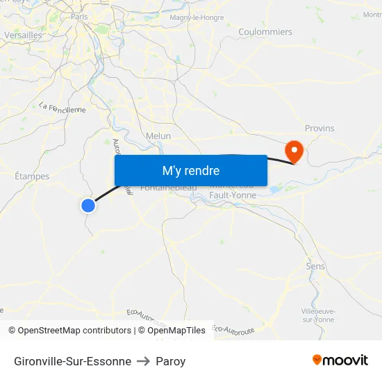 Gironville-Sur-Essonne to Paroy map