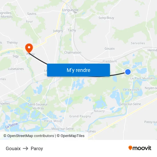 Gouaix to Paroy map