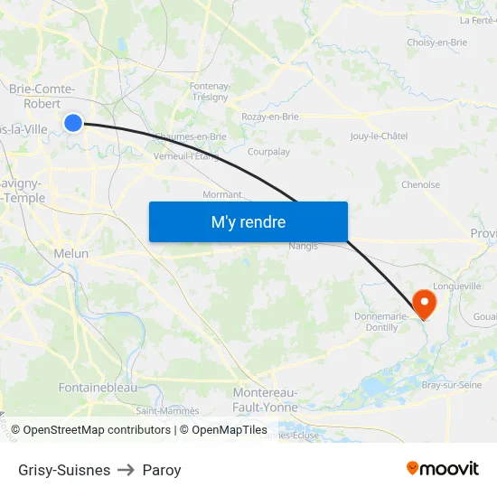 Grisy-Suisnes to Paroy map