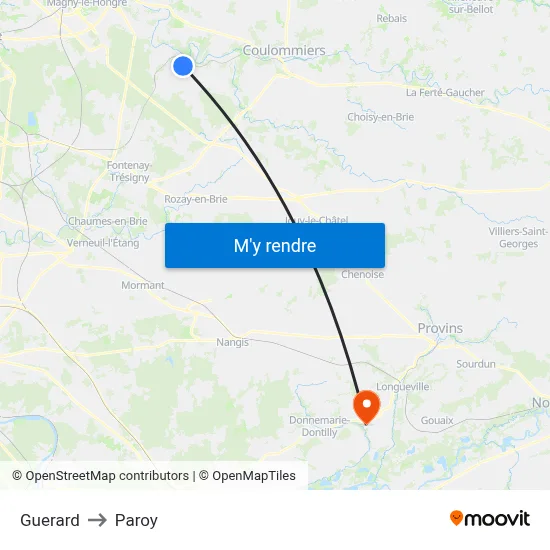 Guerard to Paroy map