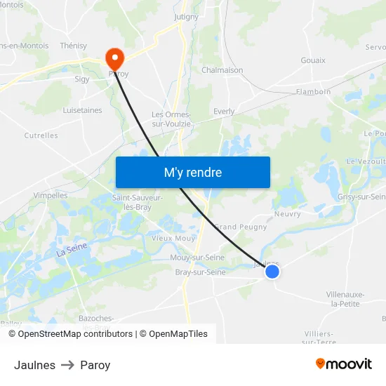 Jaulnes to Paroy map