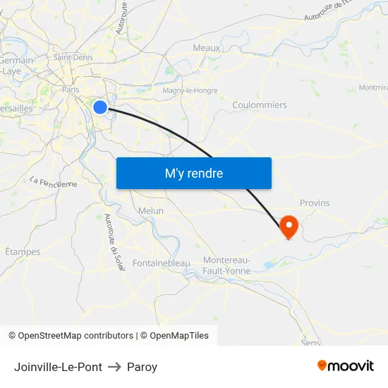 Joinville-Le-Pont to Paroy map