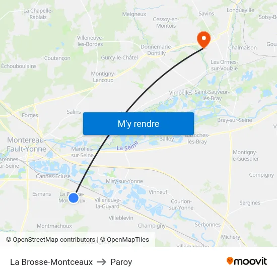 La Brosse-Montceaux to Paroy map