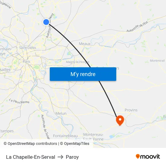 La Chapelle-En-Serval to Paroy map