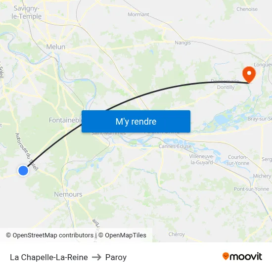 La Chapelle-La-Reine to Paroy map