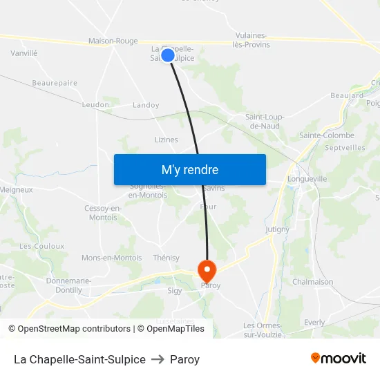 La Chapelle-Saint-Sulpice to Paroy map