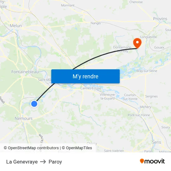 La Genevraye to Paroy map