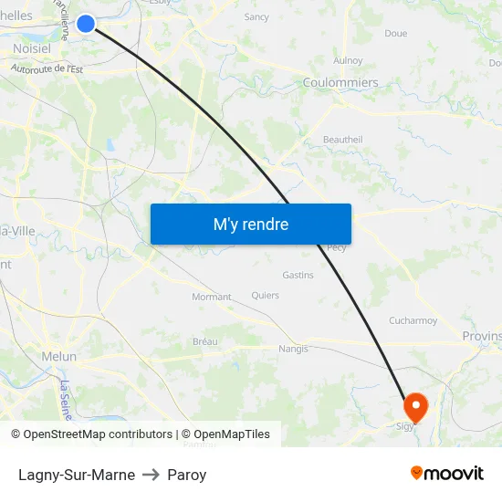 Lagny-Sur-Marne to Paroy map
