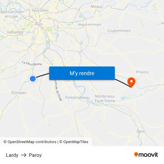 Lardy to Paroy map