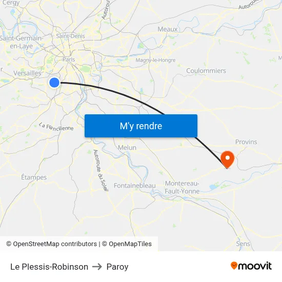 Le Plessis-Robinson to Paroy map