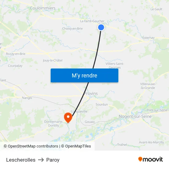 Lescherolles to Paroy map