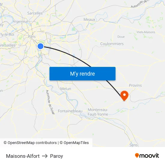 Maisons-Alfort to Paroy map