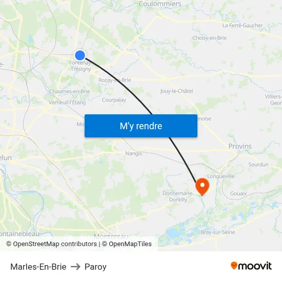 Marles-En-Brie to Paroy map