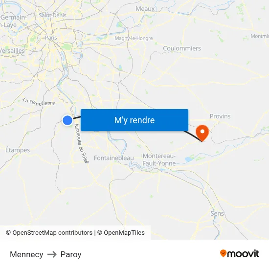 Mennecy to Paroy map