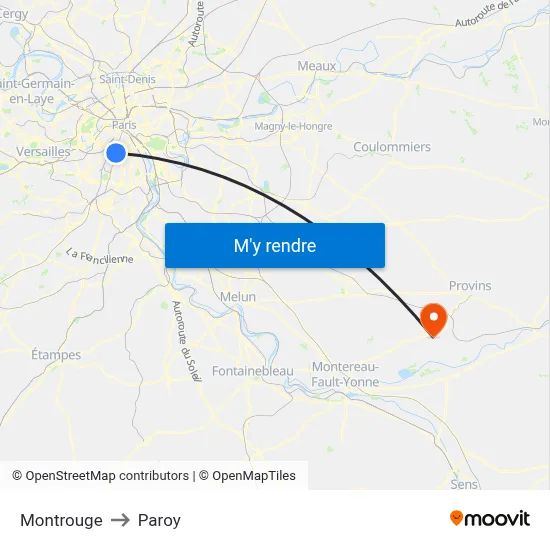 Montrouge to Paroy map