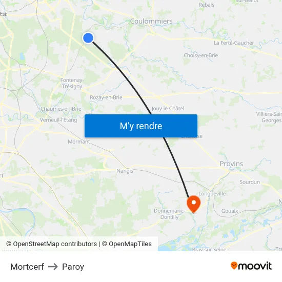 Mortcerf to Paroy map
