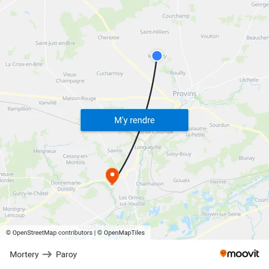 Mortery to Paroy map
