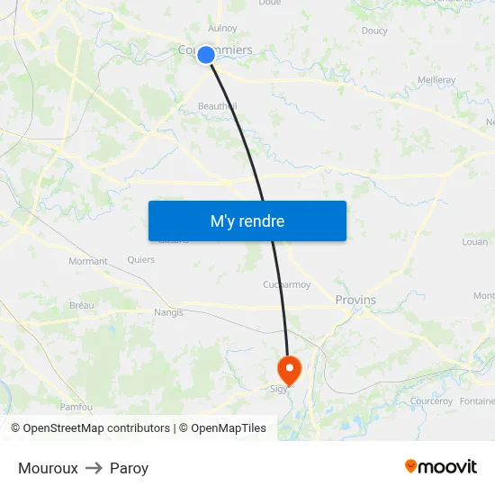 Mouroux to Paroy map