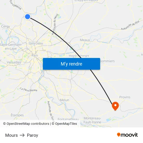 Mours to Paroy map