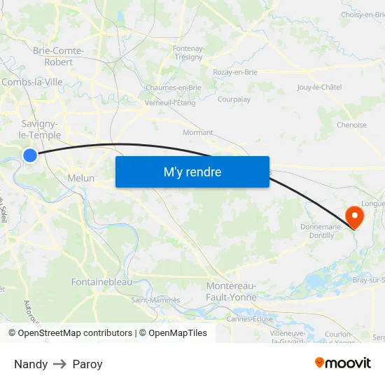 Nandy to Paroy map