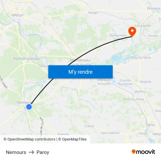 Nemours to Paroy map