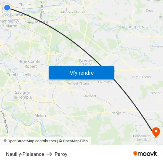 Neuilly-Plaisance to Paroy map