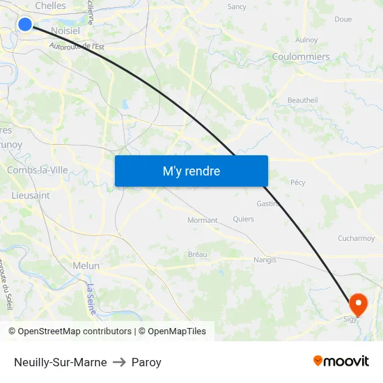 Neuilly-Sur-Marne to Paroy map