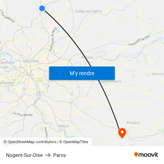 Nogent-Sur-Oise to Paroy map